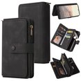 thumbnail image 1 of Zipper Wallet Case for Google Pixel 6 Pro, [15 Card Slots] [Zipper Pocket] Luxury PU Leather Flip Folio Cover with [Magnetic Clasp] [Wrist Hand Strap] [Kickstand] Skin-Feeling Shockproof Case,Black, 1 of 10