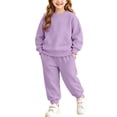 thumbnail image 2 of Cethrio Girls Outfit Sets, Long Sleeve 2 PC Fleece-lined Casual Sweatshirts and Sweatpants Sets Purple Size 8, 2 of 9