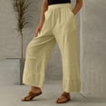 thumbnail image 4 of Dream Lifestyle Mid-Rise Elastic Waist Slant Pockets Woman Pants Pleated Stitching Straight Wide Leg Casual Trousers Female Clothing, 4 of 8