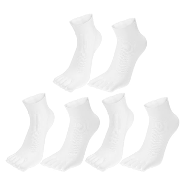 3 pares de medias finas de cinco dedos, unisex, antideslizantes, pegajosas, de ajuste diario, color blanco