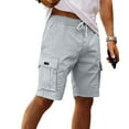 thumbnail image 5 of Men's Drawstring Waist Casual Cargo Shorts, Loose-Fit Solid Color Work Shorts with 6 Pockets (Breathable Poly-Cotton Blend) ,Light Gray 2XL, 5 of 5