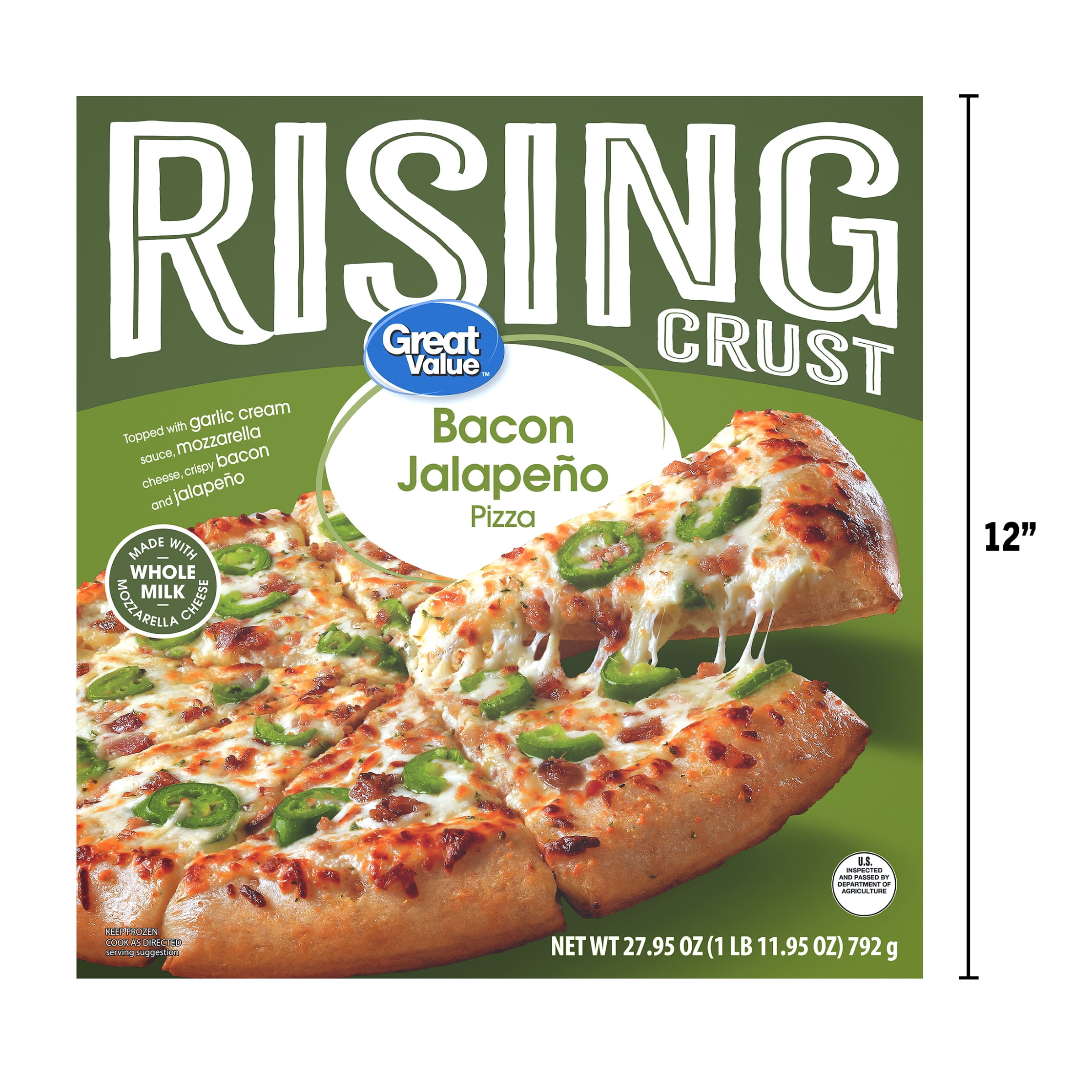 Great Value Rising Crust Bacon Jalapeno Pizza, 27.95 oz (Frozen)