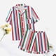 thumbnail image 4 of MKLEKYY conjunto de Pijama Deportivo Corto de 2 Piezas para Mujer, Pijama para Mujer con Estampado Floral de Tigre, Camisa de Manga Corta con Botones y Pantalones Cortos, conjunto de Pijama, 4 of 4