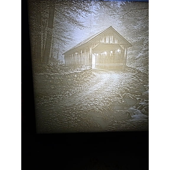 LED Backlit Covered Bridge Wall Art – Rustic Cabin Decor Light – Warm Glow Home Accent