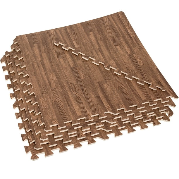 NEW EVA Foam Exercise Mats 16 Square Foot Wood Interlocking Padded