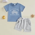 thumbnail image 2 of Paguaki Toddler Baby Boy Outfit A Little Dirt Never Hurt Tractor Print Short Sleeve Top And Shorts 2-Piece Toddler Boy Summer Outfits Set, 2 of 4