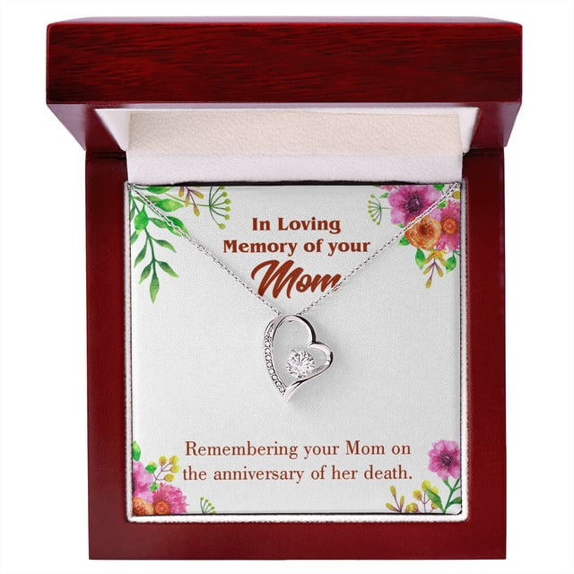 To Mom Remembrance Message Mom Death Anniversary Forever Necklace w Message Card