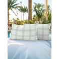 thumbnail image 4 of Outdoor Pillows Waterproof, Green Buffalo Plaid Throw Pillows with Inserts Included, Farmhouse Checkered Watercolor Indoor Outdoor Decorative Lumbar Pillow for Bed/Couch/Patio 12"x20", 2Pcs, 4 of 8