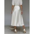 thumbnail image 7 of Hduncf Women's Elegant Satin Midi Skirt Elastic High Waisted A Line Spring Summer Flowy Silk Long Skirts for Women White XL, 7 of 7