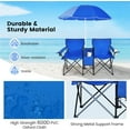 thumbnail image 3 of MAT EXPERT Folding Double Camp Chair w/Removable Umbrella, Portable Picnic Chair w/Mini Table, Chair Set w/Beverage Holder, Portable Loveseat Camp Chairs for Beach/Backyard/Poolside/Park, 3 of 18