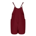 thumbnail image 6 of IROINNID Spring Summer Overalls for Women's Loose Fit Adjustable Straps Bib Jumpsuits Square Neck Wide Leg Solid Color Overalls with Pockets(Wine#2,XL), 6 of 6
