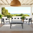 thumbnail image 2 of SAFAVIEH Nunzio Outdoor 4 Pc Conversational Set, Natural/Navy, 2 of 8