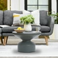 thumbnail image 3 of Round Outdoor Coffee Table, Gray MGO Table, Patio Side Table - 24 Inch, 3 of 6