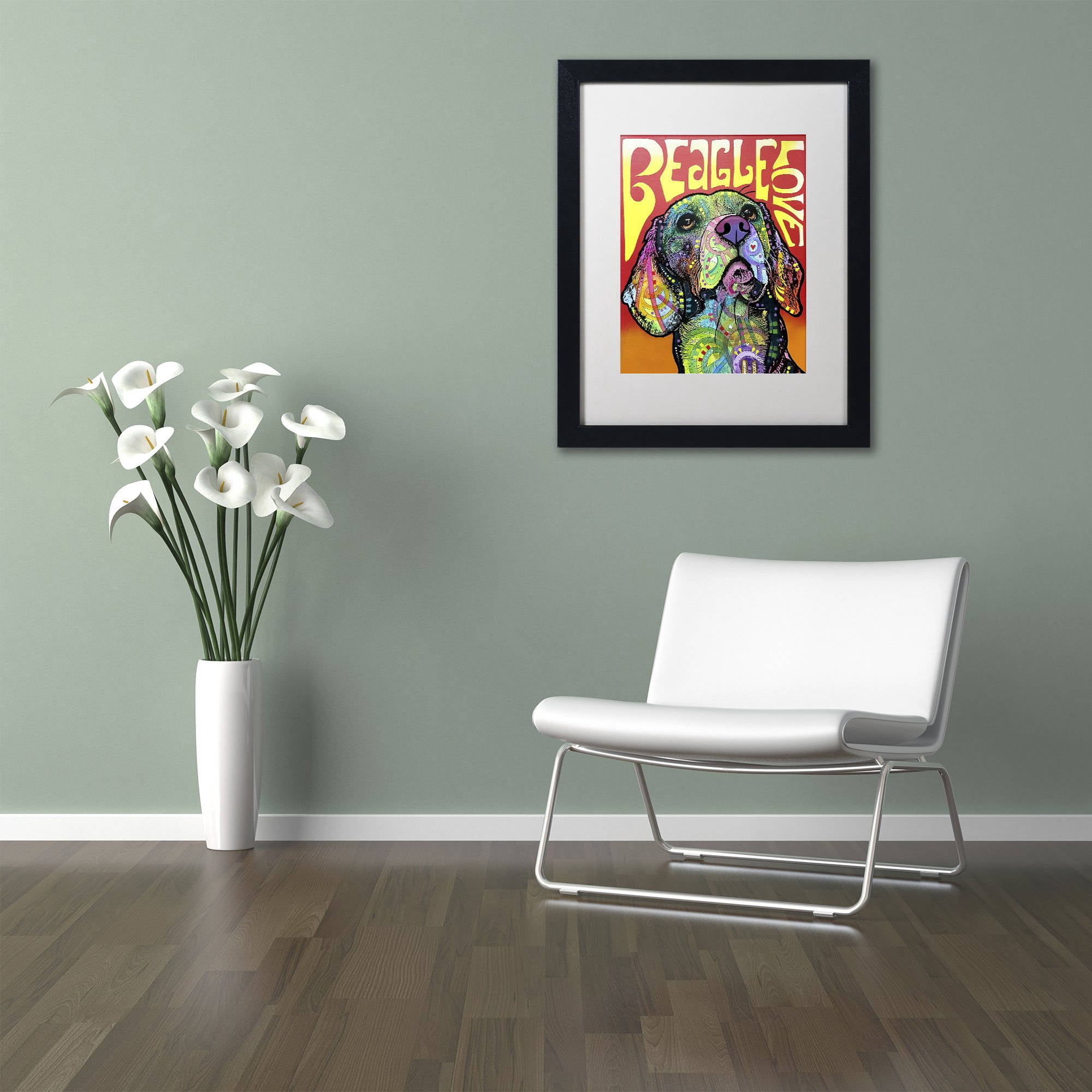 Trademark Fine Art 'Beagle Love' Canvas Art by Dean Russo, White Matte, Black Frame