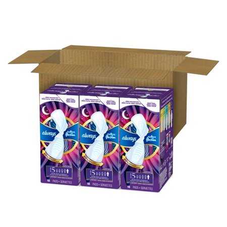 ALWAYS RADIANT WITH FLEX FOAM PADS, SIZE 5, EXTRA HEAVY OVERNIGHT, WITH WINGS, 54 COUNT