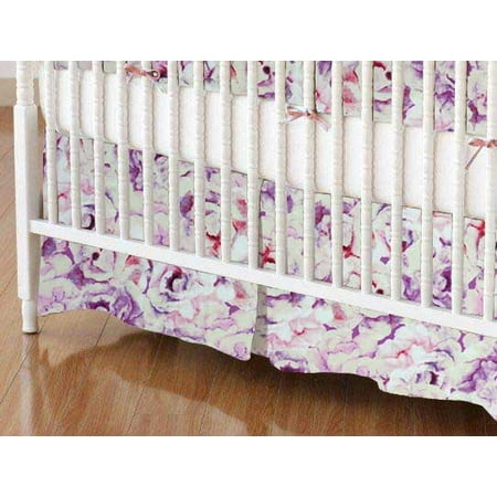 Toile Crib Skirt - SheetWorld Crib Skirt - Lavender Floral