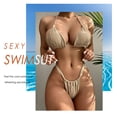 thumbnail image 4 of Traje De Baño De Dos Piezas Con Cuello Halter Bragas y sujetadores de mujer Conjunto de bikini con cordones Halter Cintura alta Sexy Ropa de playa sólida, 4 of 6