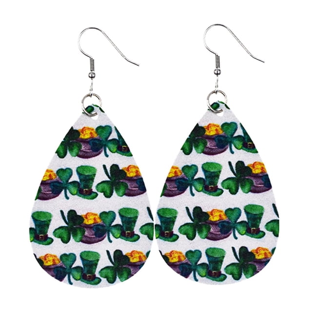 Pendientes HUOGUO con forma de gota verde para el Día de San Patricio para mujer