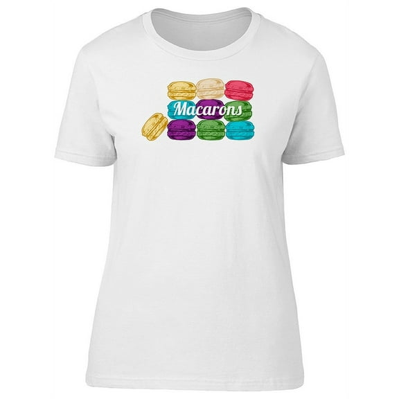 Cute Colorful Macarons Doodles T-Shirt Women -Image by Shutterstock, Female Small