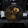 thumbnail image 1 of Subtle Gold Line Flowers Pattern Polyester Universal Spare Wheel Tire Cover Wheel Covers for Trailer RV SUV Truck Camper, 1 of 5