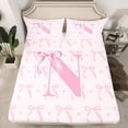 thumbnail image 2 of jejeloiu Initial Letter N Full Size Sheets,Kawaii Bowknot Bed Sheets,Pink White Sheet Sets For Girls,Breathable Bedroom Decoration,4-Piece, 2 of 7
