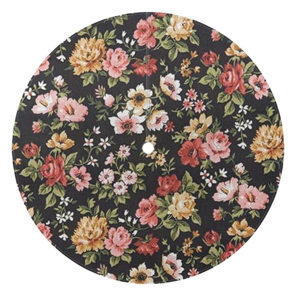 Outdoor Waterproof Tablecloth with Umbrella Hole and Zipper,Pioneer Floral Collection Round Reusable Durable Decor Table Cover for Party Picnic Patio 60×60 Inch