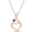 thumbnail image 3 of AFFY Round Simulated Blue Sapphire Mom Love Heart Pendant Necklace 14K Rose Gold over Silver, 3 of 5
