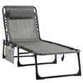 thumbnail image 2 of Patio Furniture Outsunny Reclining Chaise Lounge Chair, Portable Sun Lounger, Folding Camping Cot, with Adjustable Backrest and Removable Pillow, for Patio, Garden, Beach, Grey,Patio Chairs, 2 of 9