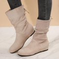 thumbnail image 2 of YLYL Women's Suede Mid Calf Boots Wide Width Comfy Round Toe Low Heel Side Zipper Boots, 2 of 9