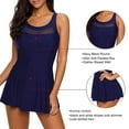 thumbnail image 3 of Zando Tummy Control One Piece Swimsuit Women Retro One Piece Bathing Suit for Women Modest Mesh Neck Swimwear Dress Navy Blue Prime L, 3 of 7