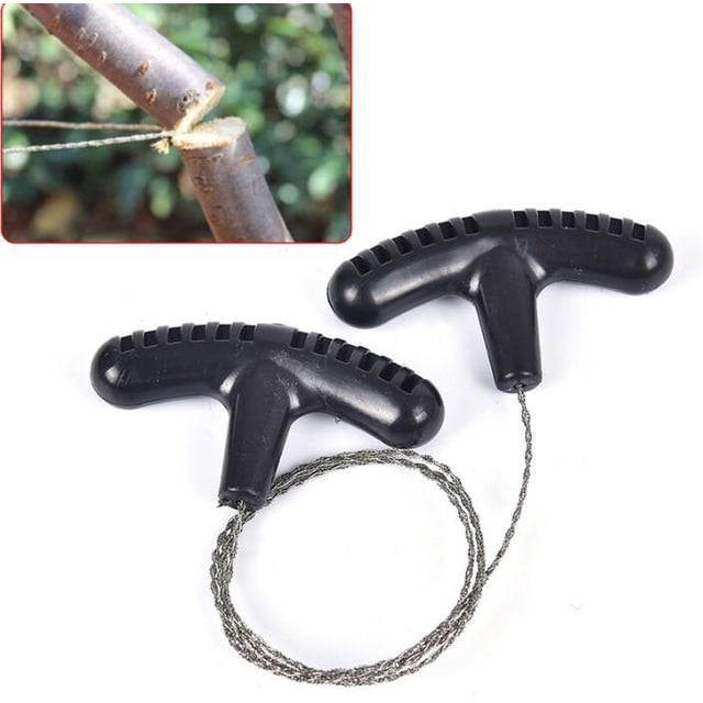 Sierra de bolsillo de acero inoxidable de 60 cm, longitud completa, sierra de alambre mejorada para madera y plástico, pequeña, práctica, fácil de almacenar, ideal para exteriores, camping TUNC Sencillez