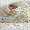 thumbnail image 4 of 3 Piece Yellow Blue Spring Floral Duvet Cover Set Queen Size,Microfiber Comforter/Quilt Cover with Corner Ties and 2 Pillowcases,Summer Botanical Farmhouse All Season Soft Bedding with Zipper Closure, 4 of 8
