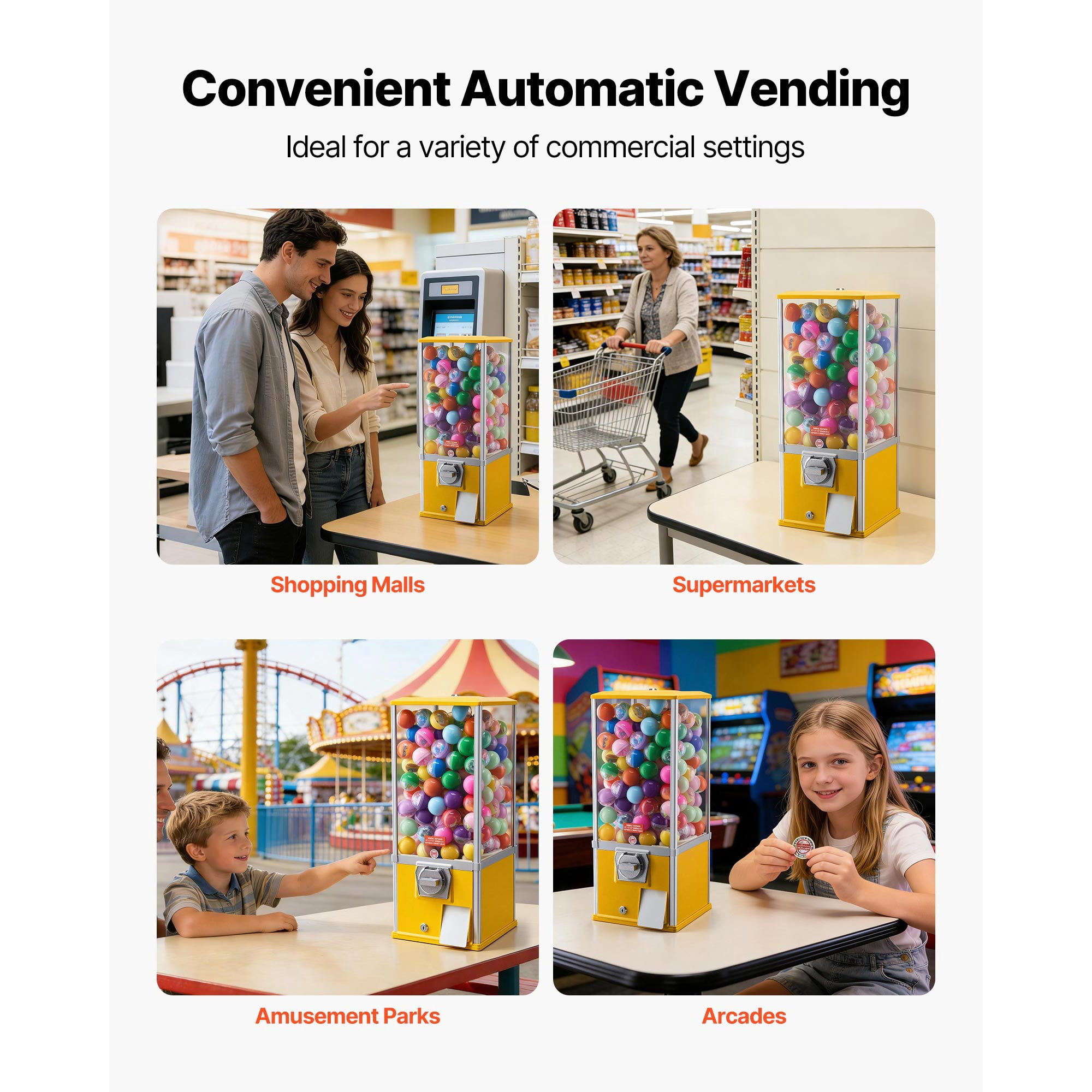 KFFKFF 25-Inch Candy Vending Machine, Coin-Operated Dispenser for Malls, Supermarkets, Parks, and Arcades, Holds Up to 230 1.77-Inch Round Candies