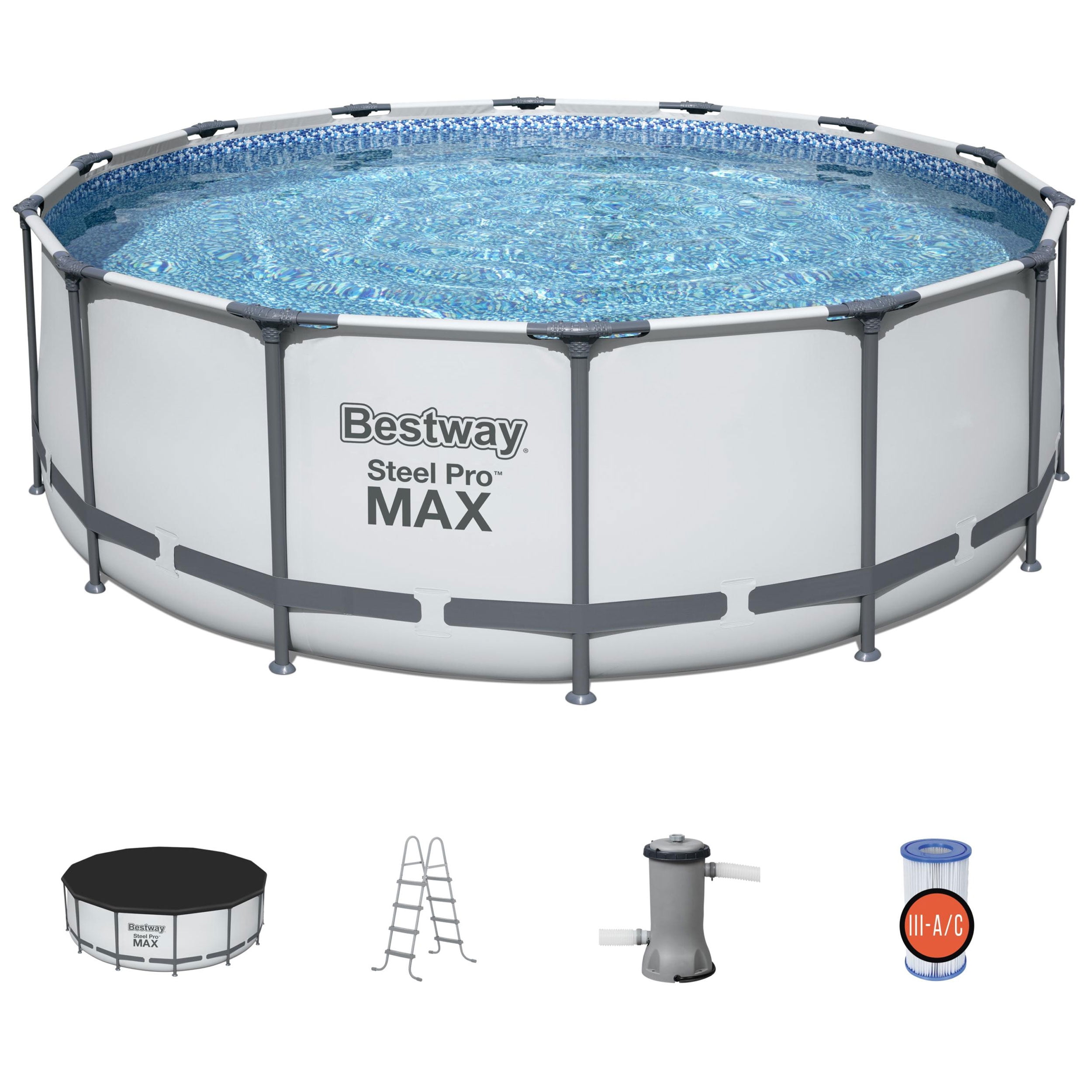 Bestway 10|12ft BestWay Steel Pro Frame Swimming Pool Set Round Above Ground Filter Pump 