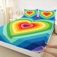 thumbnail image 3 of Manfei Ink Rainbow Fitted Sheet Queen, Swirl Love Heart Bedding, Blue Yellow, 3-Piece, 1 Fitted Sheet and 2 Pillowcases, 3 of 6