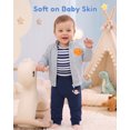 thumbnail image 4 of KIMI BEAR Newborn Baby Boy Layette Set 0-3 Months Winter Clothes 3 Packs Rompers Pants Coat with Hat Gloves Outfits Set Essentials Clothing Gray, 4 of 9