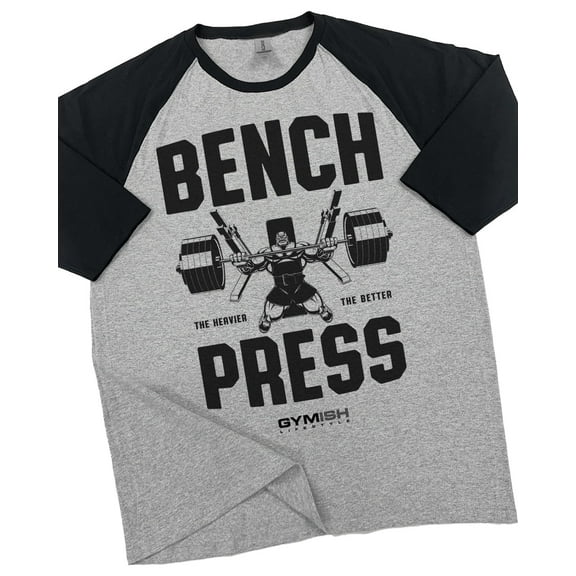 GYMISH RAGLAN Bench Press Workout Gym T-Shirt – Funny Gym Shirt for Men, Men's Bench Tee, Fitness & Bodybuilding Workout Apparel