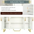 thumbnail image 5 of Storage Cabinet with with Four Doors, Modern sideboard Adjustable Shelves Kitchen Cabinet, Mid Century Storage Cabinet with Adjustable Shelf, Floor Cabinet for Living Room, Bedroom, Home Office, White, 5 of 7