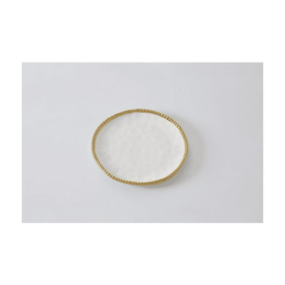 Pampa Bay Porcelain Round Salad Plate, 8.5 x 8.5 Inch., White/Gold, Oven and Dishwasher Safe