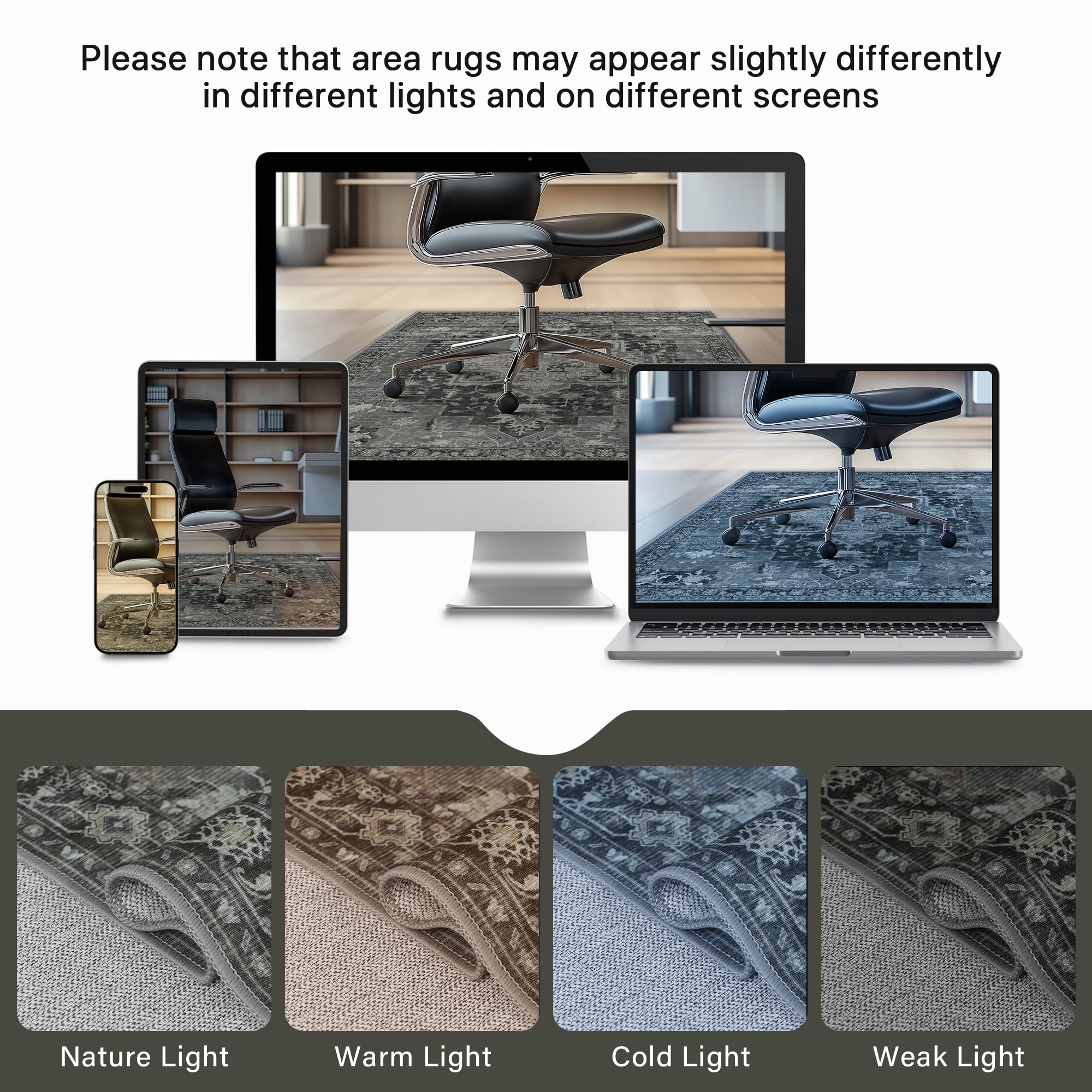 KUETH 36"X 48" Protective Flooring Office Chair Mat for Hardwood Floor and Tile Floor, Heavy Duty Desk Chair Mat for Carpets, Anti Slip Office Floor Mats for Rolling Chairs, Low Pile Under Desk Rug