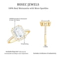 thumbnail image 5 of Rosec Jewels Certified Moissanite Emerald Cut Engagement Ring 2 Carat - Moissanite Halo Ring (6X8 mm, D-VS1 Quality), 10K Yellow Gold, US 9.50, 5 of 8