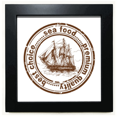 thumbnail image 1 of Comida de mar barco Classic Pais Ciudad Mesa de pared con marco cuadrado negro, 1 of 4