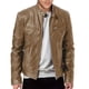 thumbnail image 3 of Chaqueta de cuero informal para hombre con cierre de cremallera frontal Ropa exterior vintage para trabajar, conducir, viajar, 3 of 4