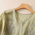 thumbnail image 5 of Women's Casual Boho V Neck Top Loose Floral Printed Long Sleeve Beach Shirts Blouses, 5 of 6