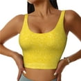 thumbnail image 2 of Haiem Yellow Glitter Pattern Womens Sports Bra - U Neck Padded Low Impact Yoga Bra Workout Crop Top Gym Moisture-Wicking Workout Vest -Small, 2 of 9