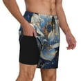 thumbnail image 2 of Fotbe Blue Golden Dream Lotus Men’s Swim Trunks Quick Dry Swim Shorts Board Shorts with Mesh Lining-Large, 2 of 9