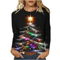 thumbnail image 2 of Pounoo Christmas Long Sleeve Shirts for Women Christmas Tree Crewneck Xmas Graphic Print Sweatshirt Outfit Fitted Comfy Soft Gift, 2 of 5