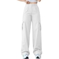 thumbnail image 2 of Baqcunre Cargo Pants Women,Women's New Summer Casual Mid Waist Stereoscopic Pocket Trousers With Waist Closed Cargo Pants,Women'S Pants,Wide Leg Pants Woman,Pants For Women,Womens Clothes,White,S, 2 of 5
