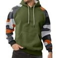 thumbnail image 2 of Men Hooded Pullover Sweatshirt Long Sleeve Raglan Camouflage Print Casual Drawstring Hoodie Kangaroo Pocket Top Green L, 2 of 5