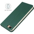 thumbnail image 5 of iPhone 8 Plus Genuine Cowhide Leather Wallet Case,Headset Winder,Flip Folio Magnetic Closure,Card Holder Slots,Kickstand,Cash Pockets Wrist Strap Cover Case for iPhone 7 Plus,5.5",Deep Green, 5 of 17